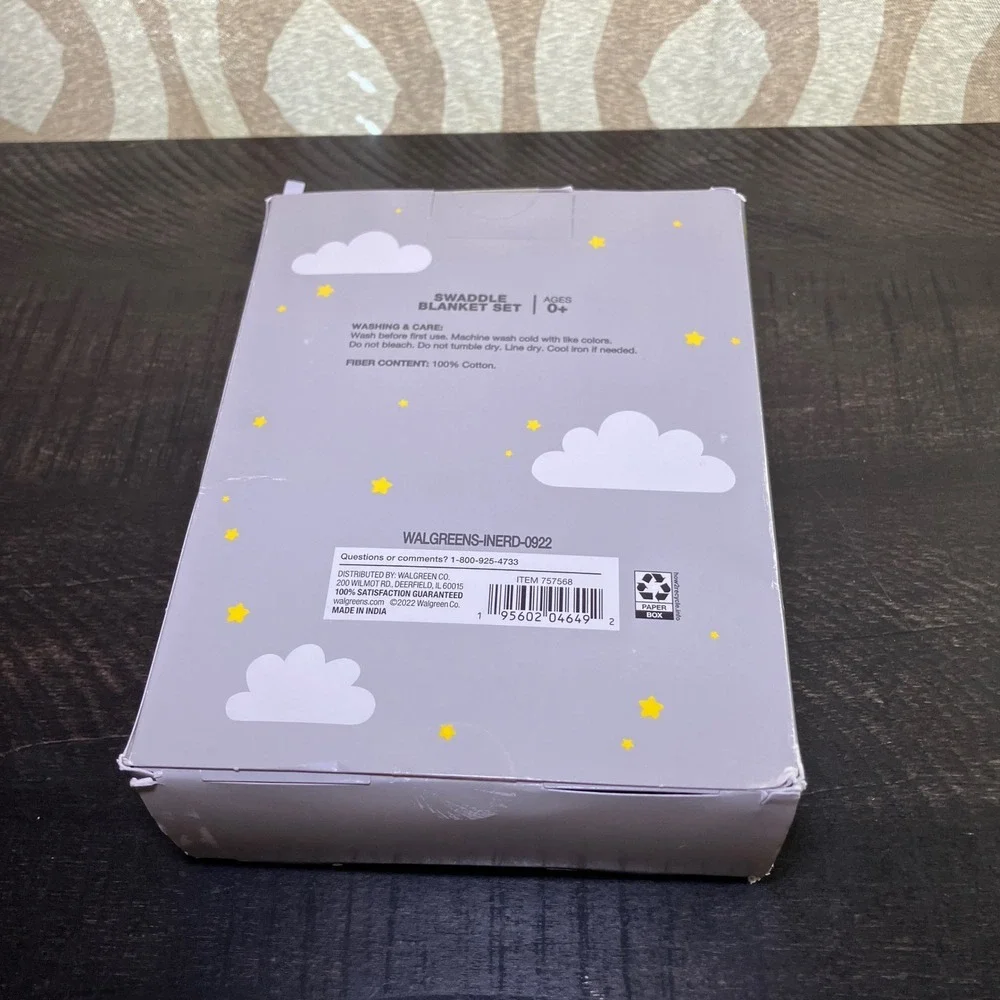 Moon and Stars Swaddle Blanket Set 2 Count 30x40 Sun Rainbow Print Ages 0+